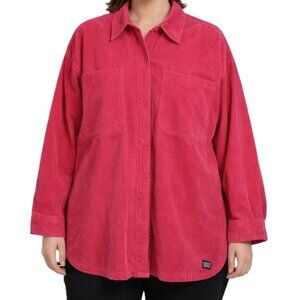 LEVIS Womens Top Size M Pink Corduroy Heavy Long Sleeve Zip Up Front Collar